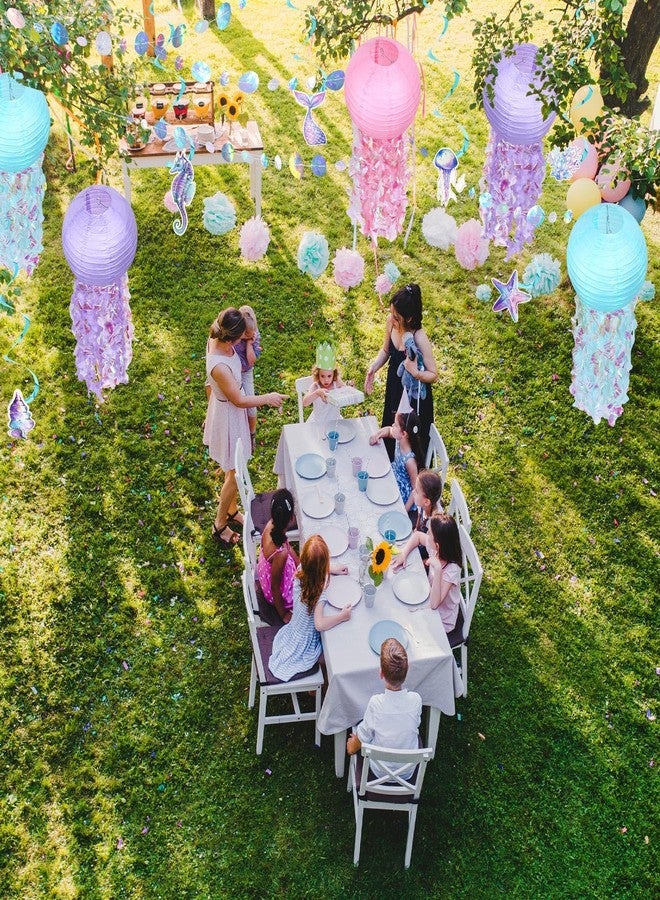 Otuuz 18 Pcs Mermaid Party Decorations Jellyfish Paper Lanterns Hanging Mermaid Garland Under The Sea Ocean Theme Party Supplies for Baby Shower Birthday Classroom Decoration - Image 3